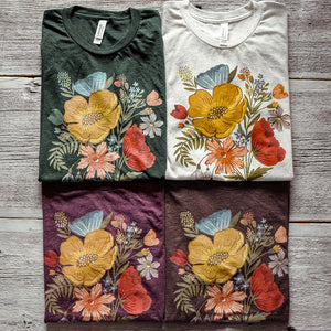 Colorful Flower Bouquet Triblend Tee / T Shirt
