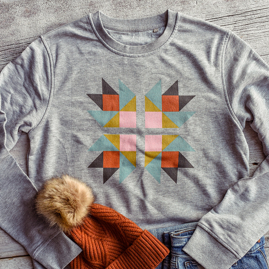 Bear Paw Quilt Block Organic Sweatshirt