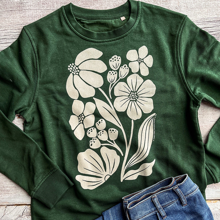 Block Floral Print Organic Sweatshirt
