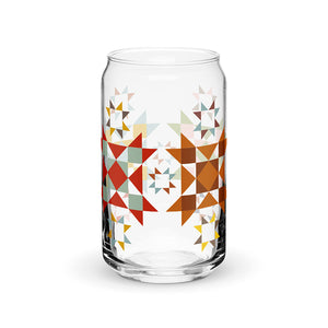 Quilt Block Glass Can