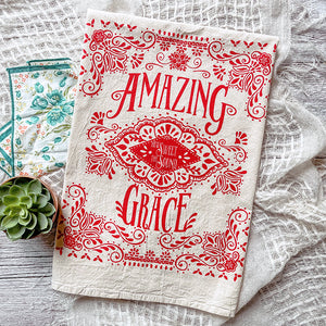 Amazing Grace Ornamental Hymn Tea Towel