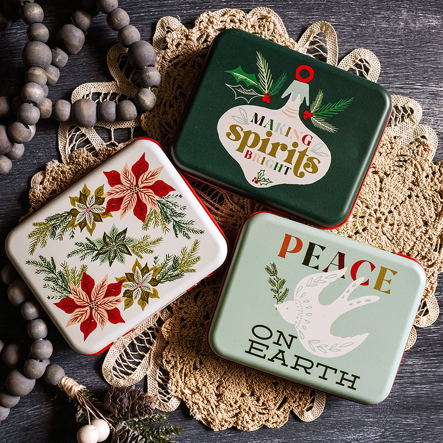 Cheer & Merriment Mini Trinket / Gift Card Tin - 3 piece set