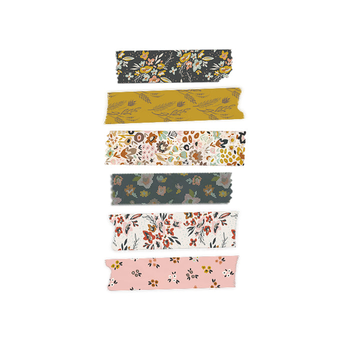 Cross Stitch Florals Charcoal Decorative Washi Tape