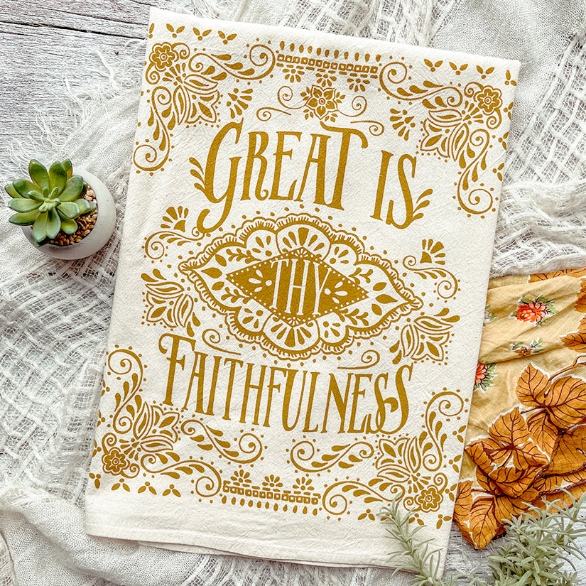 Great Is Thy Faithfulness Ornamental Hymn Tea Towel