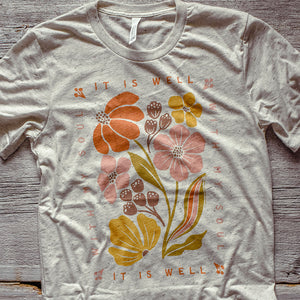 It  Is Well With My Soul Block Floral Triblend Tee / T Shirt