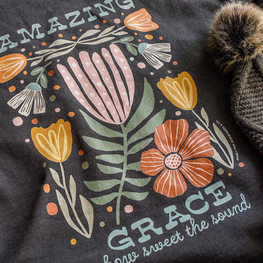 Amazing Grace Floral Garment Dyed Sweatshirt