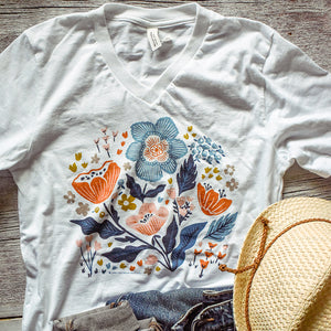 Folk & Lore Florals V-Neck Tee