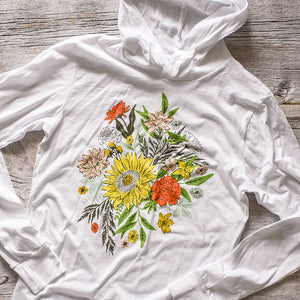 Happy Florals Hooded Long Sleeve Tee