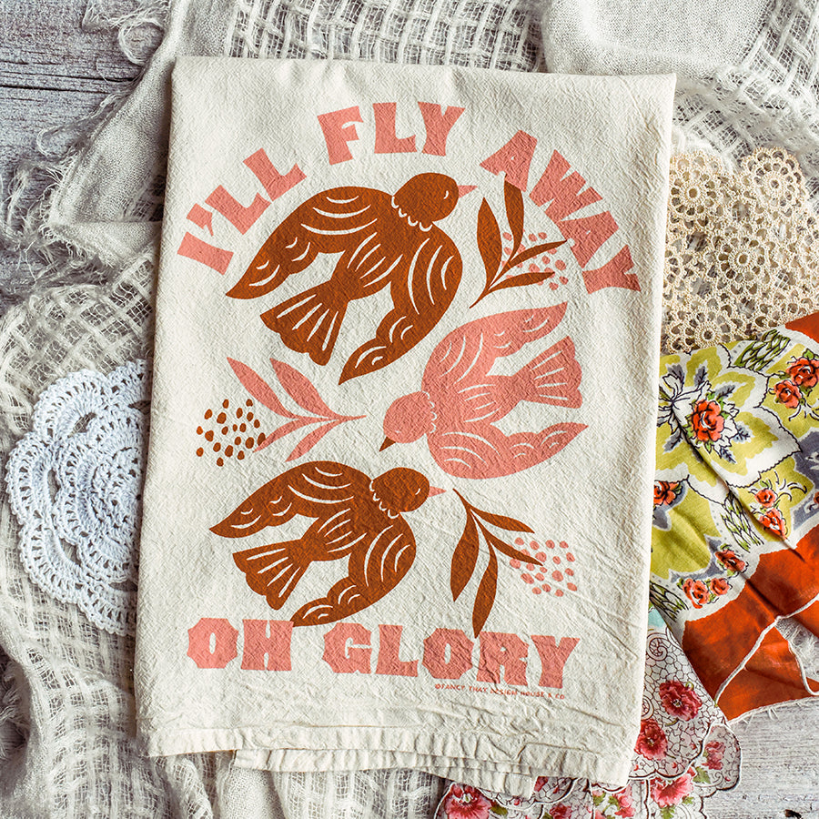 I'll Fly Away Oh Glory Bird Hymn Tea Towel