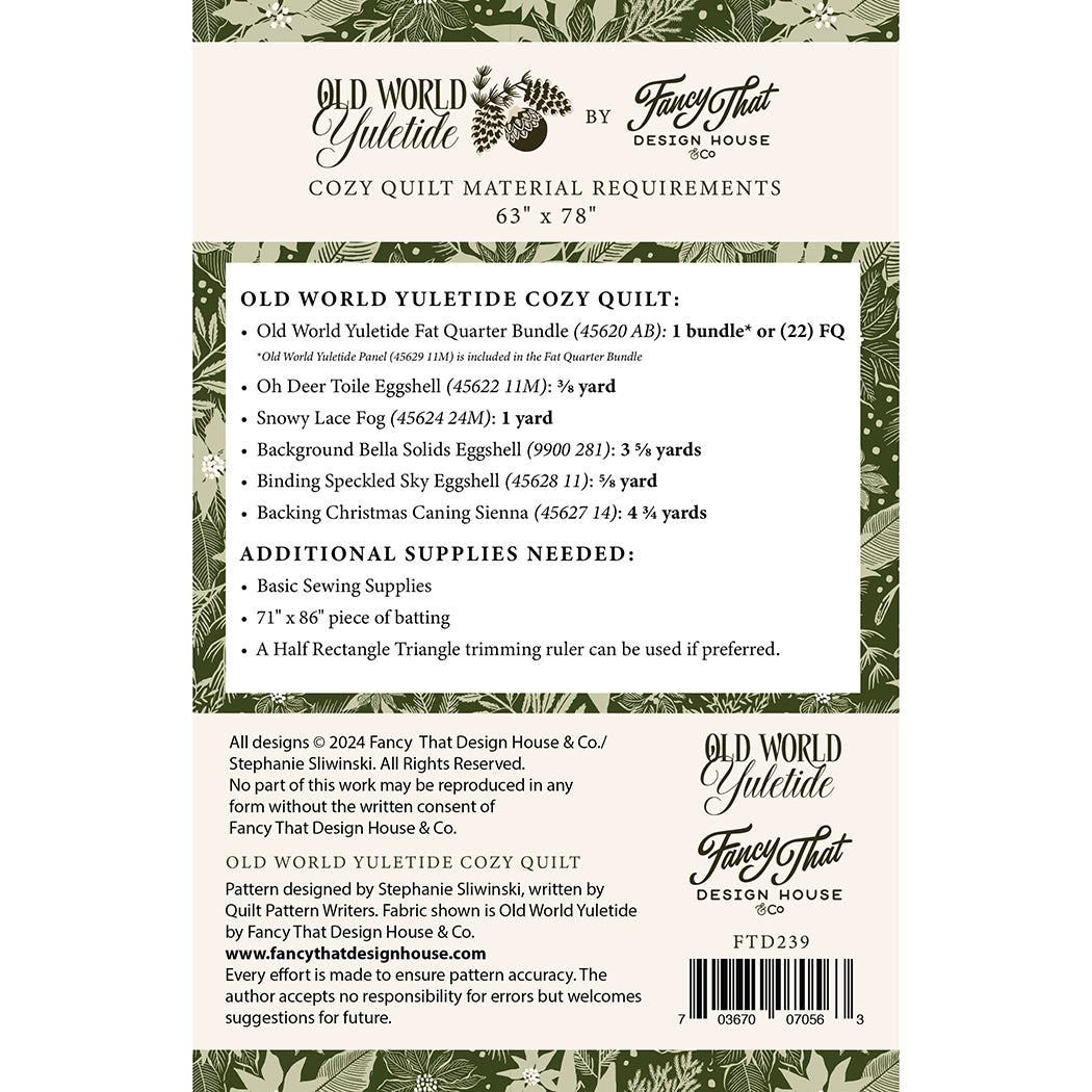 Moda Old World Yuletide Cozy Quilt Printed Pattern