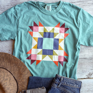 Colorful Quilt Block Comfort Colors 100% Cotton Tee / T shirt