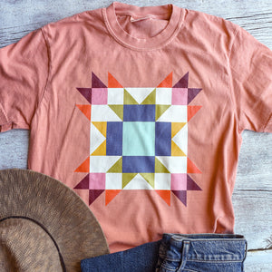 Colorful Quilt Block Comfort Colors 100% Cotton Tee / T shirt