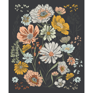 Moda Woodland & Wildflowers Panel Charcoal - PREORDER CLOSED