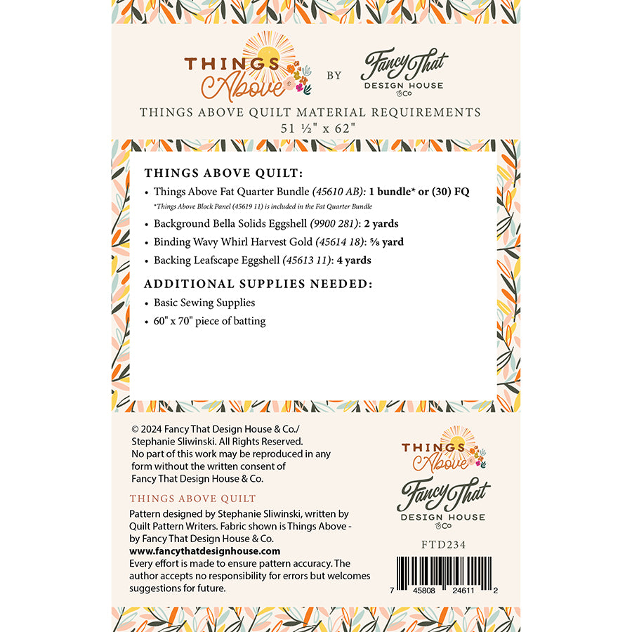 Moda Pattern Books Moda Things Above Quilt Printed Pattern Booklet - Fancy That Design ...