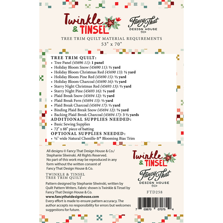 Moda Twinkle & Tinsel Tree Trim Quilt Printed Pattern PREORDER