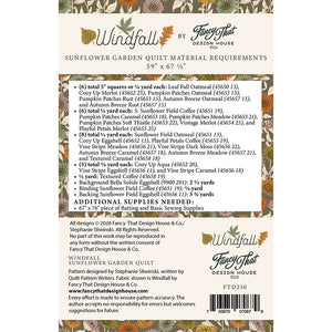 Moda Windfall Sunflower Garden Quilt Printed Pattern Booklet - PREORDER