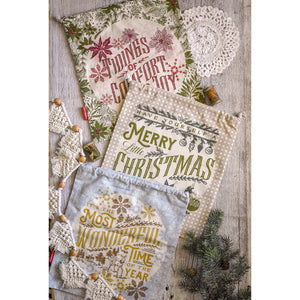 Old World Yuletide Cotton Drawstring Gift Bag