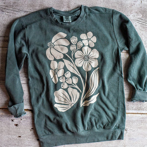 Block Floral Garment Dyed Sweatshirt