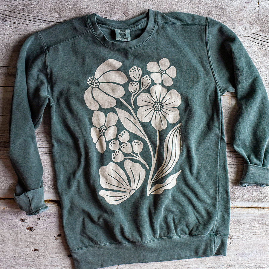 Block Floral Garment Dyed Sweatshirt