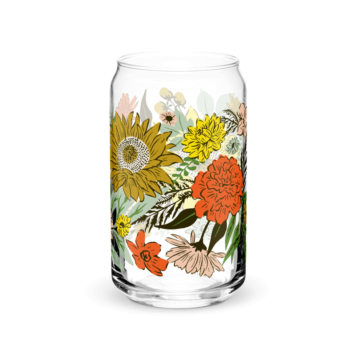 Happy Florals Glass Can