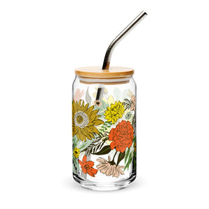 Happy Florals Glass Can