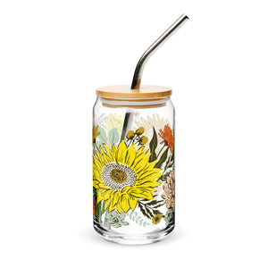 Happy Florals Glass Can