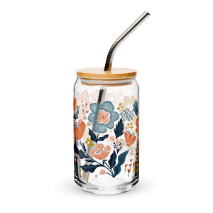 Folk Florals Glass Can