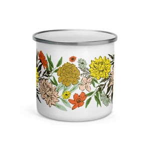 Happy Florals Enamel Camping Mug