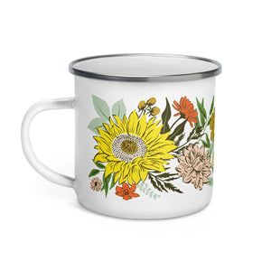 Happy Florals Enamel Camping Mug