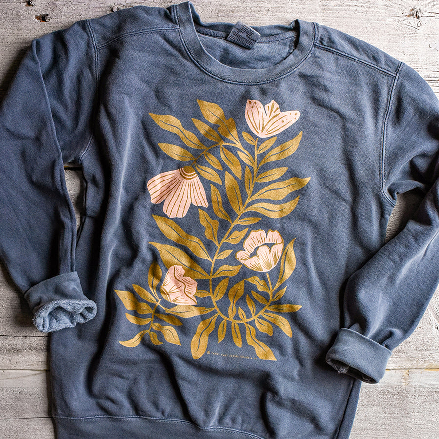 Folk & Lore Flowy Floral Garment Dyed Sweatshirt