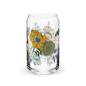 Slow Stroll Florals Glass Can (Blues)