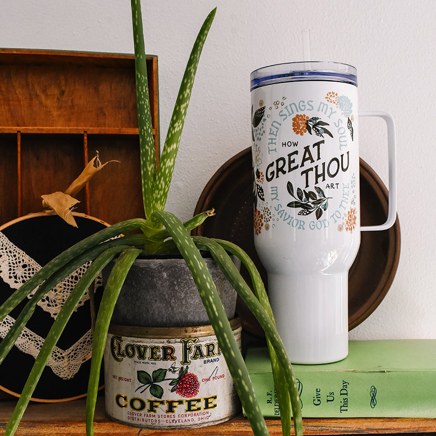 How Great Thou Art Stainless Steel Travel Mug with Handle - Wellspring