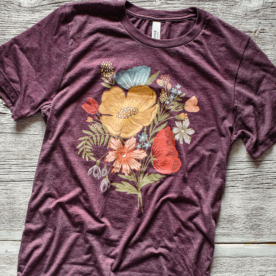 Colorful Flower Bouquet Triblend Tee / T Shirt - Fancy That Design