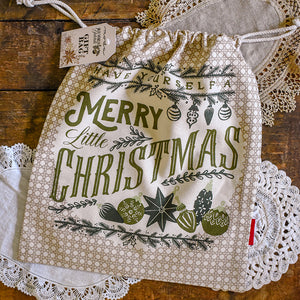 Old World Yuletide Cotton Drawstring Gift Bag
