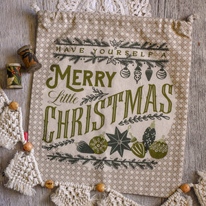 Old World Yuletide Cotton Drawstring Gift Bag