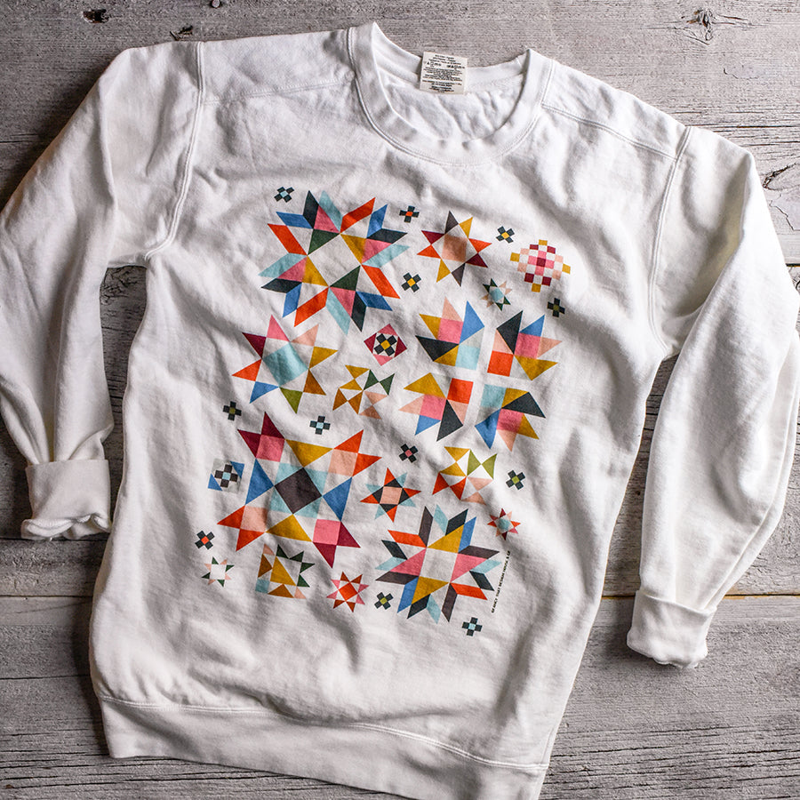 Bright Quilt Block Sampler Garment Dyed Sweatshirt