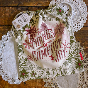 Old World Yuletide Cotton Drawstring Gift Bag