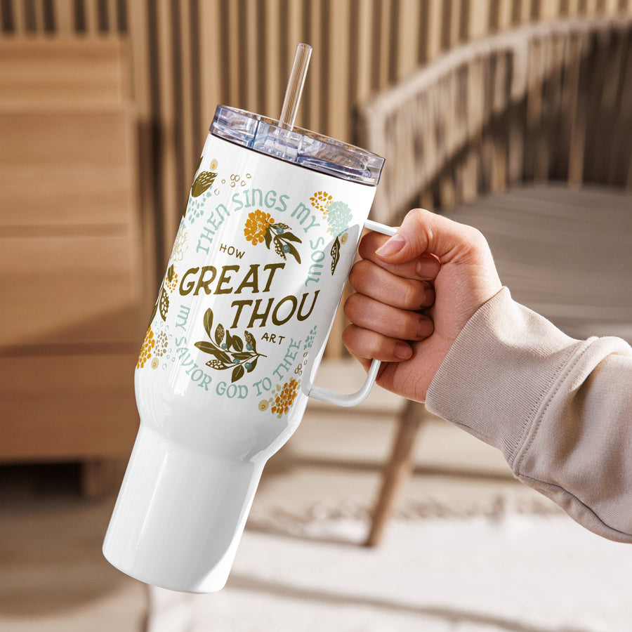 How Great Thou Art Stainless Steel Travel Mug with Handle - Wellspring