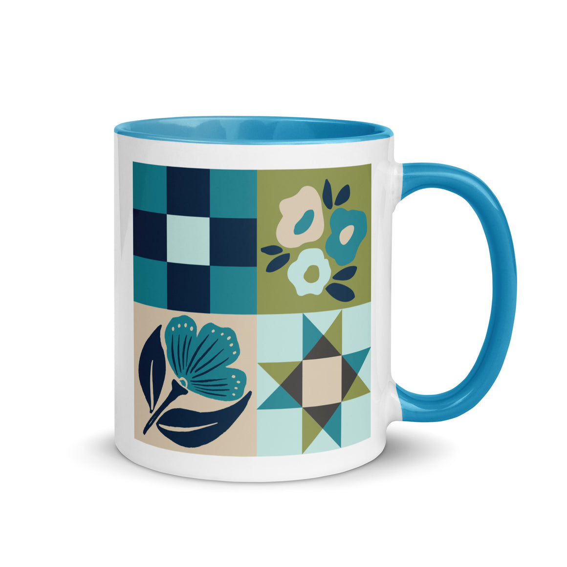Floral Quilt Block Mug - Blues