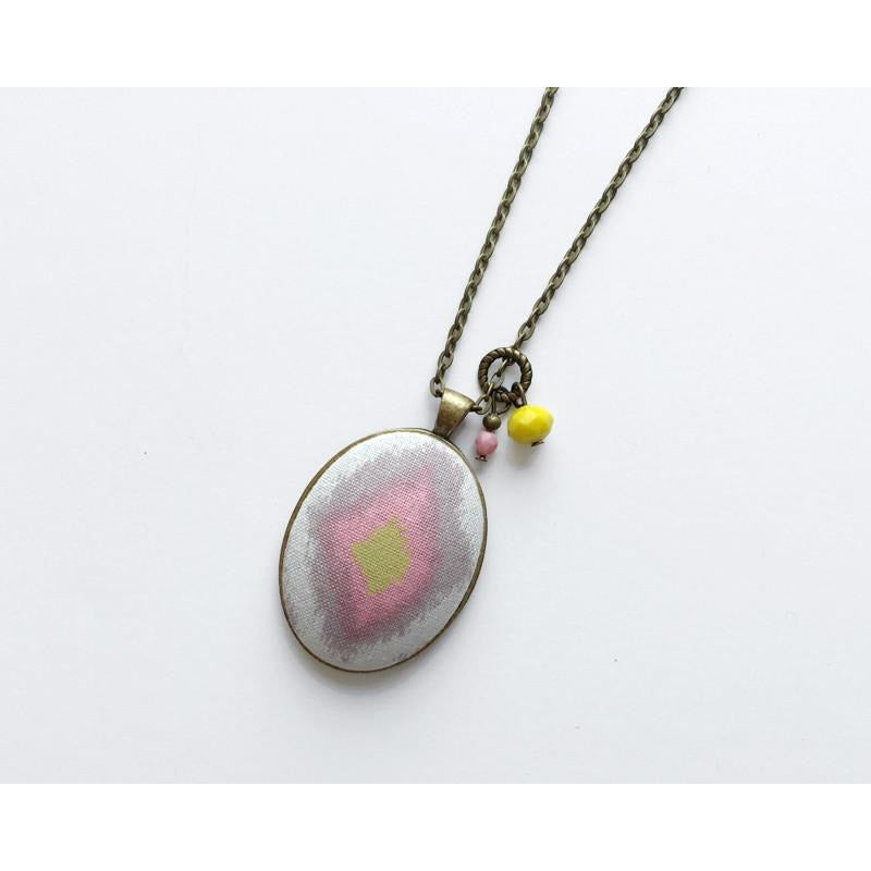 Ikat fabric pendant necklace