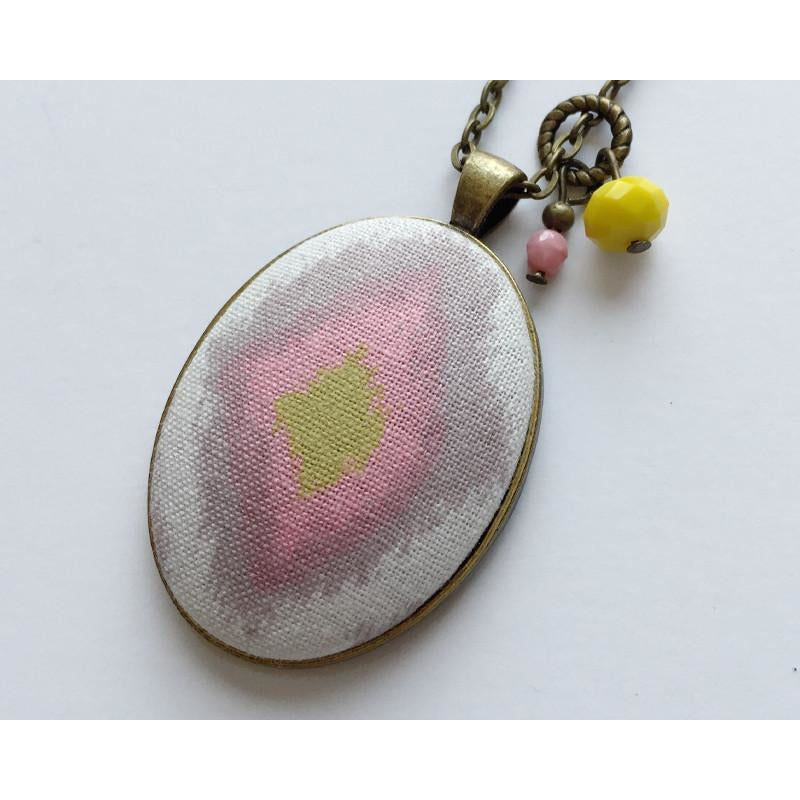 Ikat fabric pendant necklace