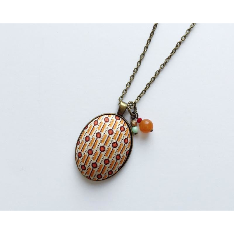 Geometric fabric pendant necklace