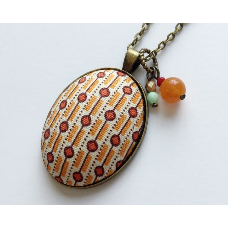 Geometric fabric pendant necklace