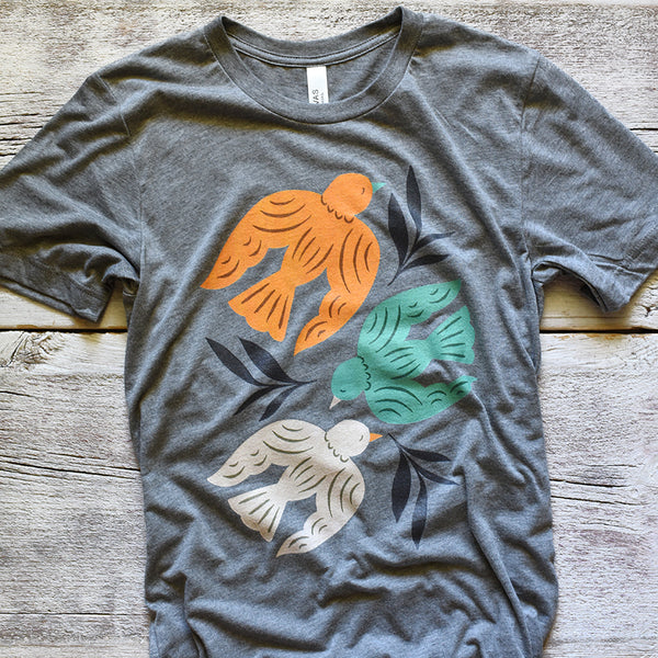 Fly Away Birds Triblend Tee / T shirt - Fancy That Design House & Co.