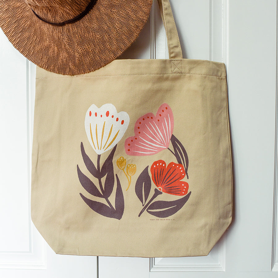 Block Florals Organic Cotton Eco Tote Bag Fancy That Design