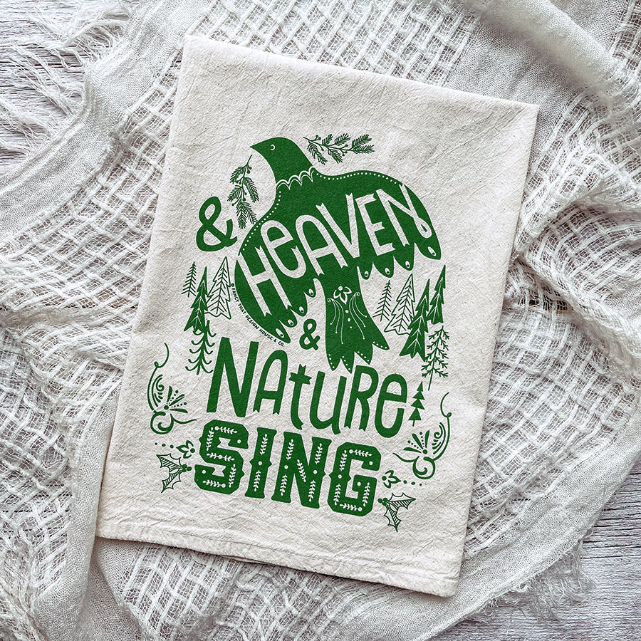 Heaven and Nature Sing Bird Christmas/Holiday Tea Towel