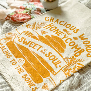 Gracious Words / Honeycomb / Bee Proverbs Tea Towel