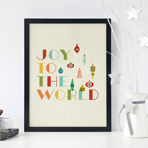 Joy to the World Christmas Ornament Art Poster Print
