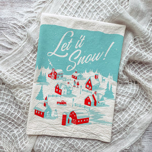Let it Snow Winter Village Christmas/Holiday Tea Towel