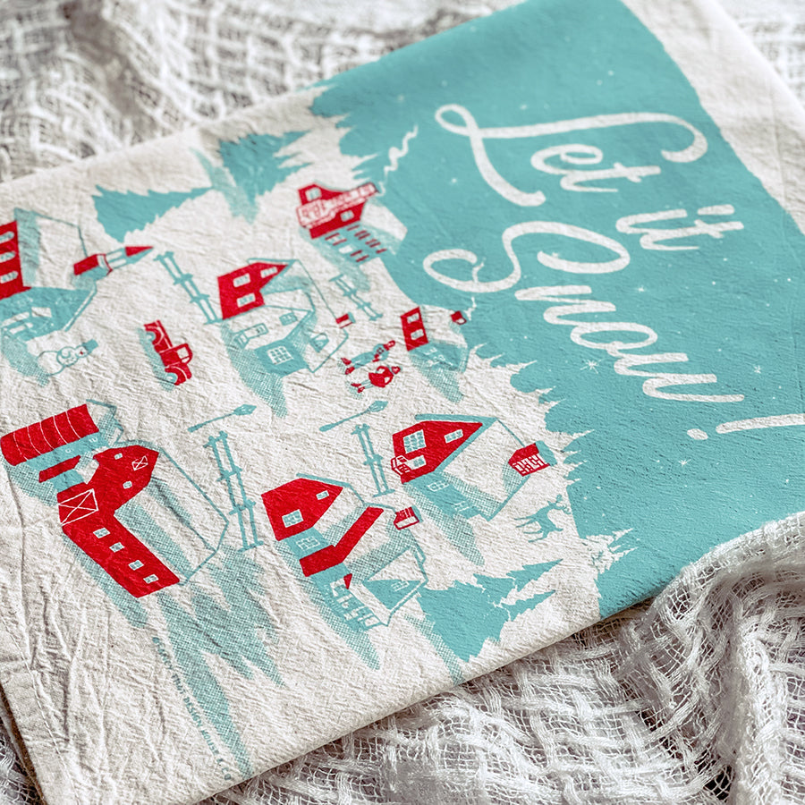 Let it Snow Winter Village Christmas/Holiday Tea Towel - Fancy That Design  House & Co.